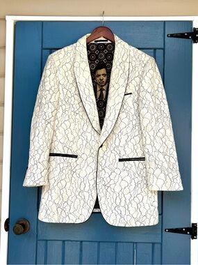 Empire Show Blazers White Black Lace Tuxedo Jacket Lucious Lyon Lining Sz Medium
